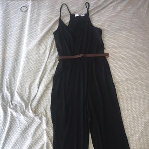 JustFab black romper with pockets mid calf length